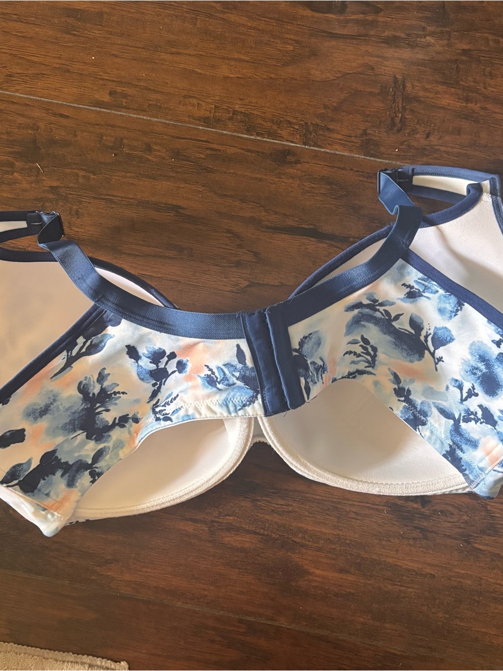 Cacique Navy and Peach Floral Underwire Bra - Picture 2 of 5
